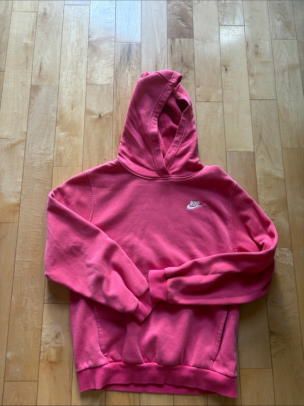 Nike Hot Pink Pullover Hoodie with White Logo